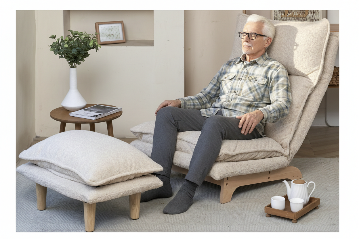 Senior man meditating peacefully